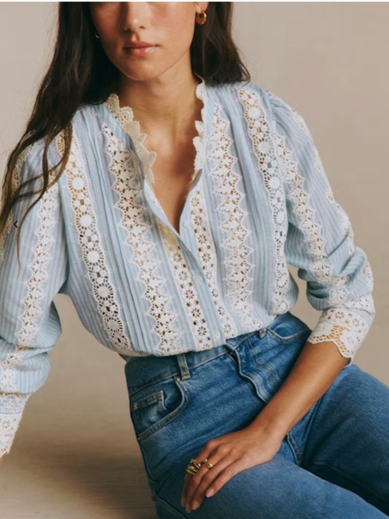 Sezane Tops - Sezane - Rym Shirt - Blue and Ecru Stripes - 36 - NWT